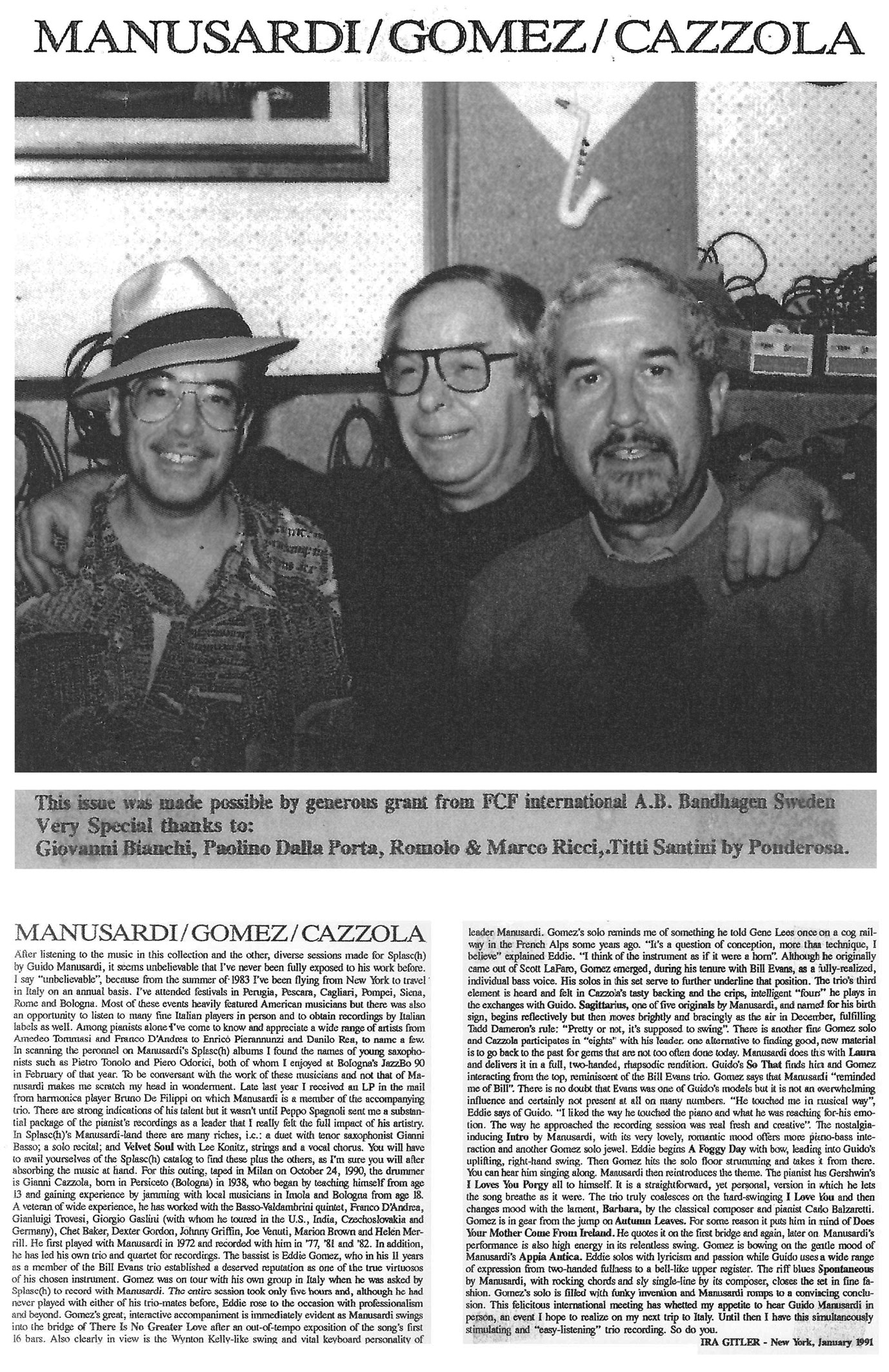 MANUSARDI / GOMEZ / CAZZOLLA NEW YORK 1991